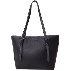 Prada Black Vitello Grained Tote Shoulder Bag calfskin leather
